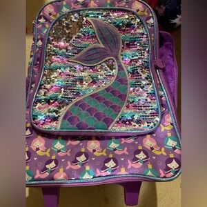 Sequin Mermaid Kids suitcase - Purple Mermaid Tail